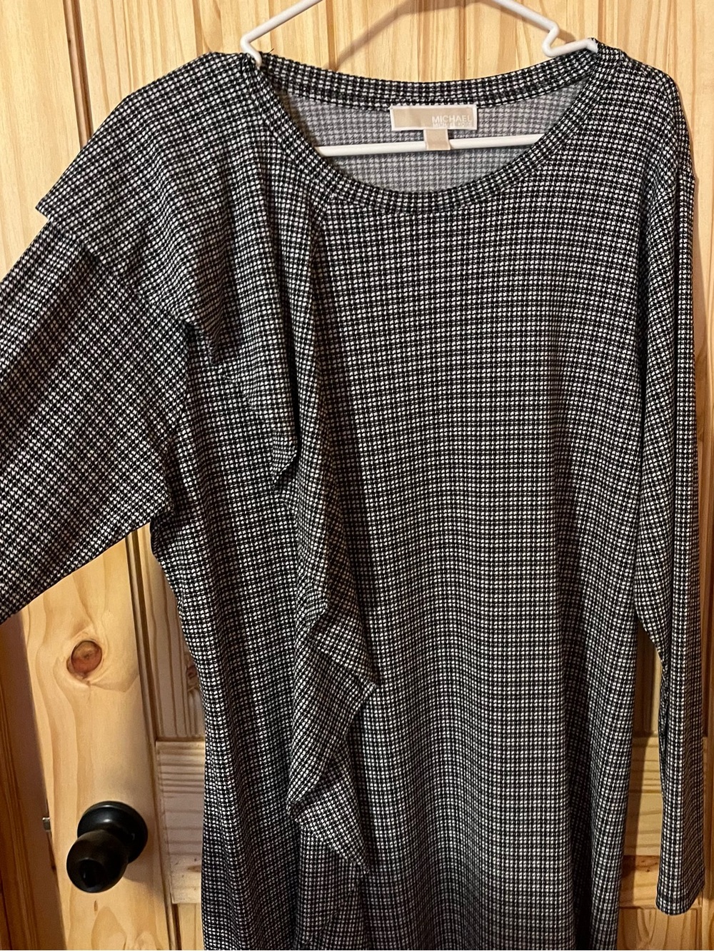 Michael Kors Black and White Long Sleeve Dress